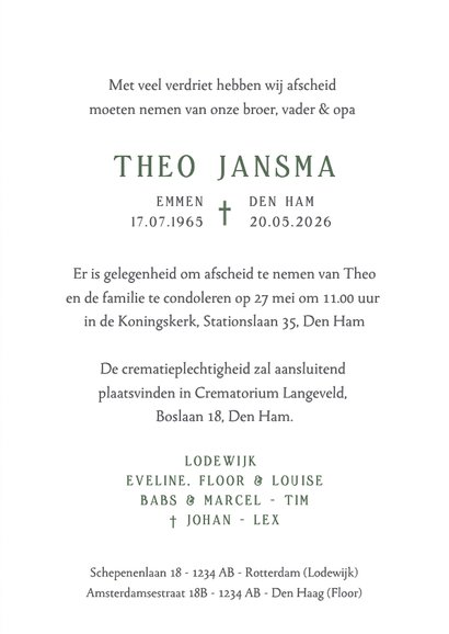 Rouwkaart met foto van bos tulpen 3