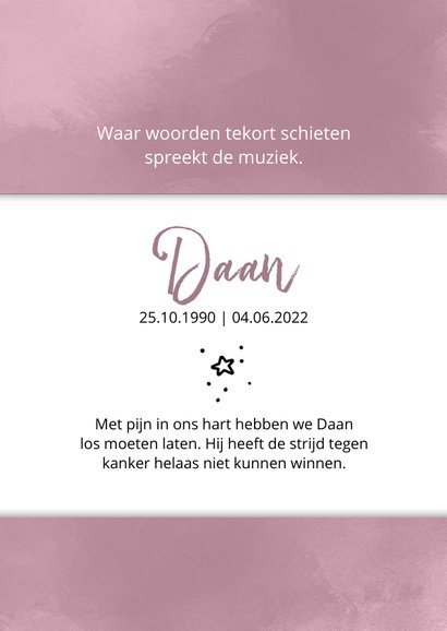 Rouwkaart met foto van hobby of beroep 3