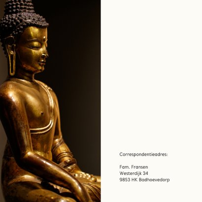 Rouwkaart met gouden Buddha en eigen foto 2
