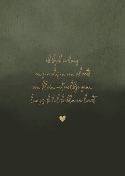 Rouwkaart met groene waterverf en hartje 2