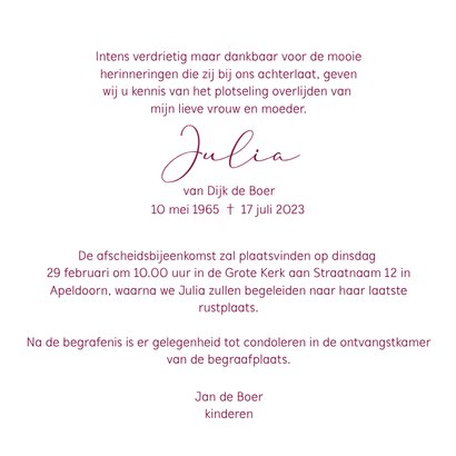 Rouwkaart met leliebloem 3