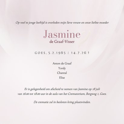 Rouwkaart met roze tulpen 3