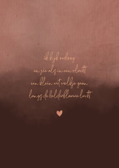 Rouwkaart met roze waterverf en hartje 2