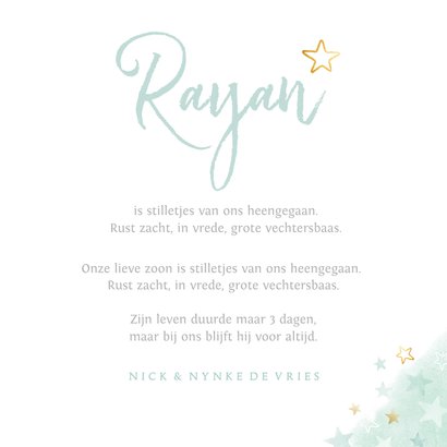Rouwkaart met sterren waterverf en goud 3