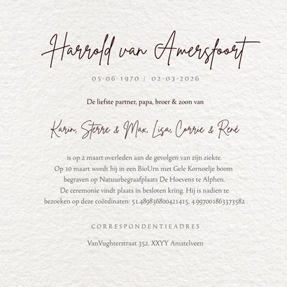 Rouwkaart met uil - vlieg vrij - met voorbeeldfoto 3