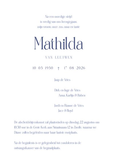 Rouwkaart met waterverf vergeet-mij-nietje 3