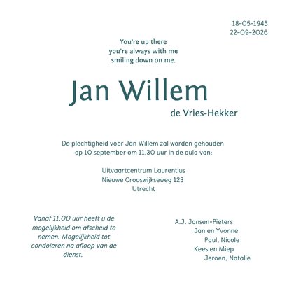 Rouwkaart - moderne rouwkaart foto 3