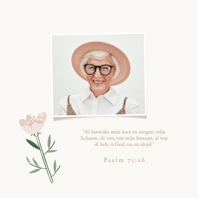 Rouwkaart oudroze tulp beige minimalistisch vrouw 2