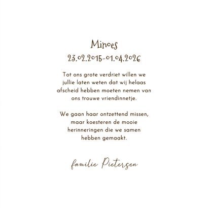 Rouwkaart overleden huisdier kat leeg mandje pootjes 3