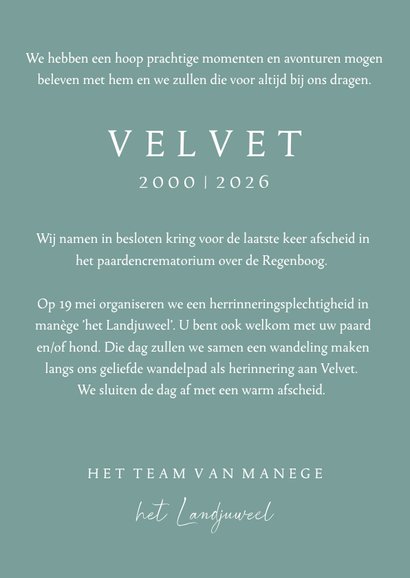 Rouwkaart paard silhouet waterverf foto 3