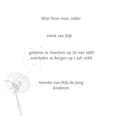 Rouwkaart paardebloemen 3