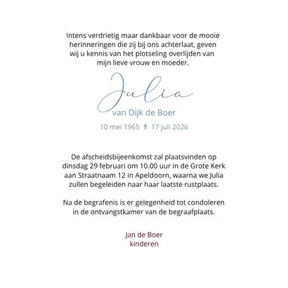 Rouwkaart paarse alliumbloem eucalyptus 3