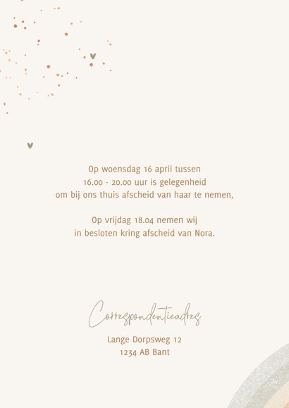 Rouwkaart regenboogjes groene hartjes 2