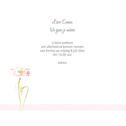 Rouwkaart roze klaproos 2