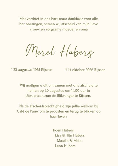 Rouwkaart sfeervolle veldbloemen 3