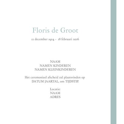 Rouwkaart - stijlvol met foto en bloemen 3