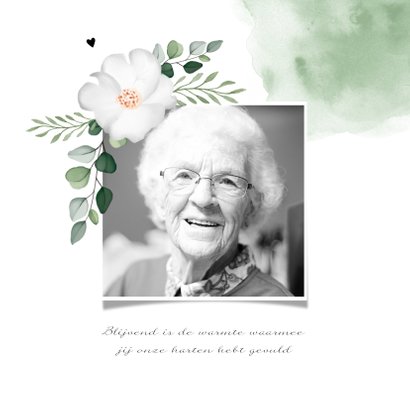Rouwkaart stijlvol waterverf met bloemen 2