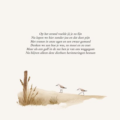 Rouwkaart strand vogels zee duinen unisex 2