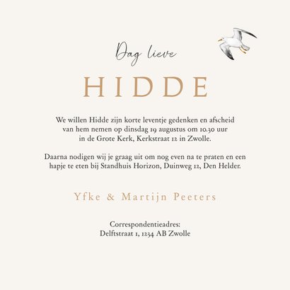 Rouwkaart strand vogels zee duinen unisex 3