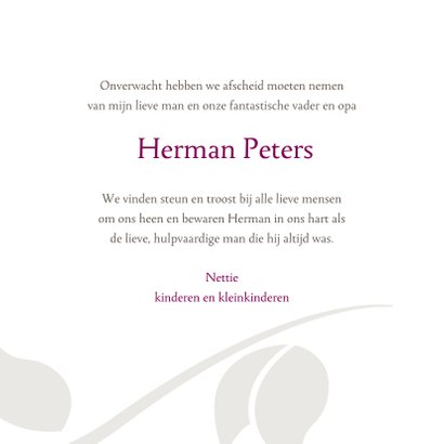 Rouwkaart tulp in memoriam 3