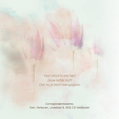 Rouwkaart tulpen zacht pastel 2