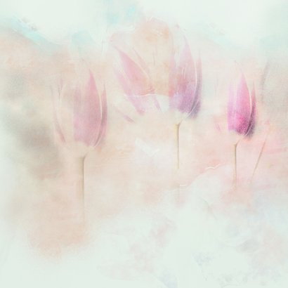 Rouwkaart tulpen zacht pastel Achterkant