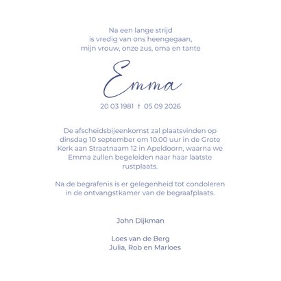 Rouwkaart vergeetmijnietjes 3