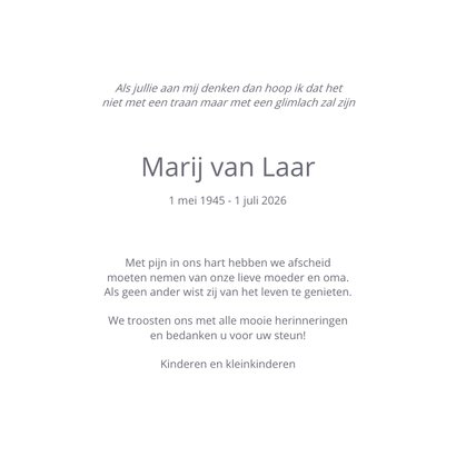 Rouwkaart vier het leven met foto 3