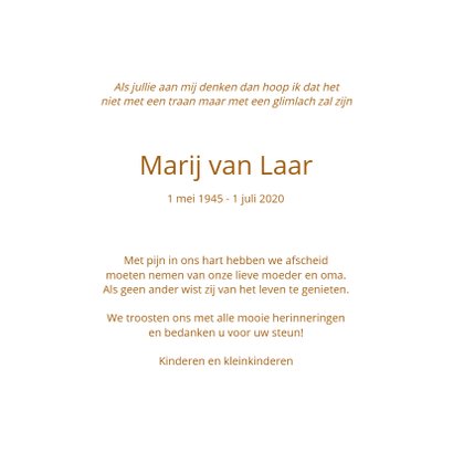 Rouwkaart Vier het leven met foto 3
