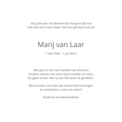 Rouwkaart vier het leven met foto 3