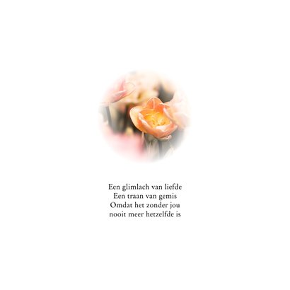 Rouwkaart vierkant met foto van tulpen 2