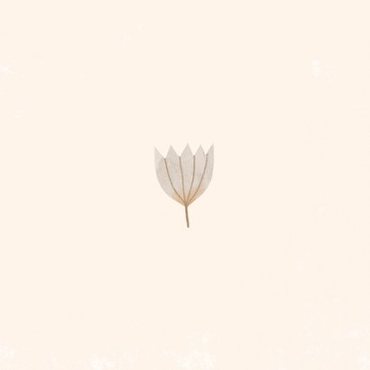 Rouwkaart vierkant vrouw bloemen oker beige Achterkant