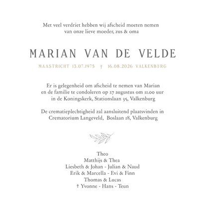 Rouwkaart vierkante fotocollage met 8 eigen foto's 3