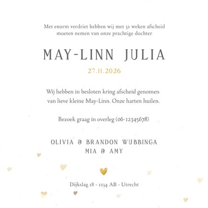 Rouwkaart voor baby of kind met een fotocollage en hartje 3