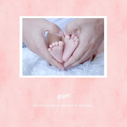 Rouwkaart voor een baby of meisje met roze waterverf hart 2