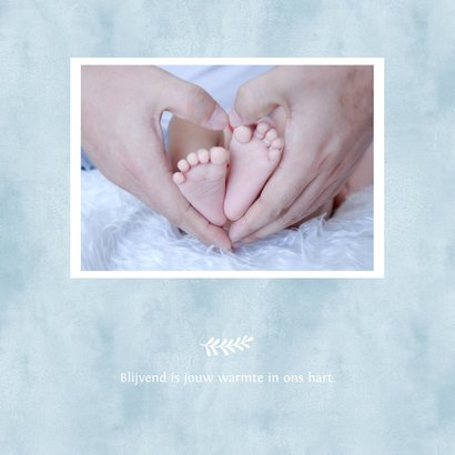 Rouwkaart voor een baby of sterrenkindje met blauwe voetjes 2
