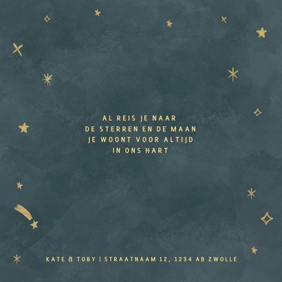 Rouwkaart voor een jongen met gouden sterretjes 2