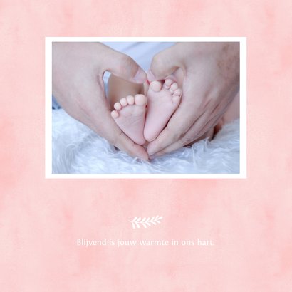 Rouwkaart voor een sterrenkindje of baby met roze voetjes 2