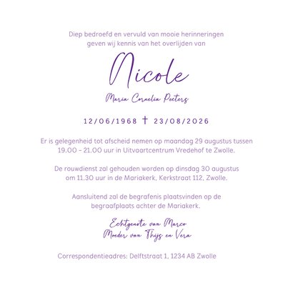 Rouwkaart waterverf lavendel stijlvol afscheid 3