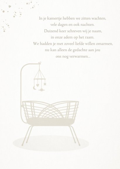 Rouwkaart wiegje voor een vroeg of stilgeboren kindje 2