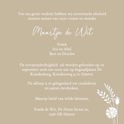 Rouwkaart wilde bloemen en grassen 3
