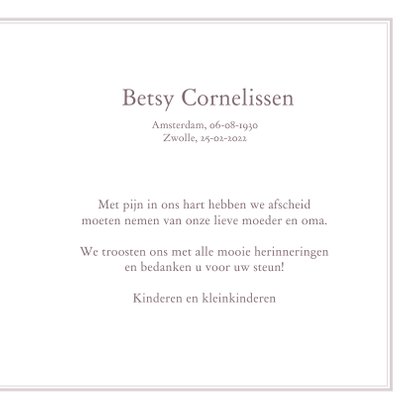 Rouwkaart witte roos klassiek 3