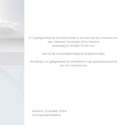 Rouwkaart zee blauw 2