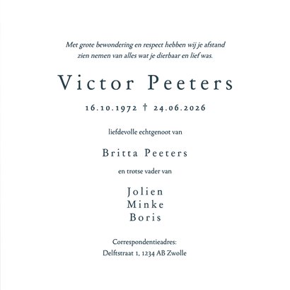 Rouwkaart zee oceaan vogels stijlvol minimalistisch 3