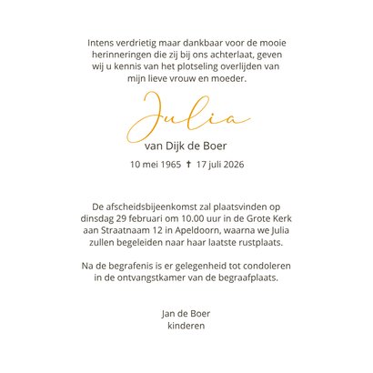 Rouwkaart zonnebloemen 3