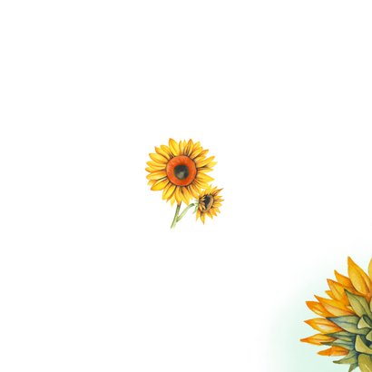 Rouwkaart zonnebloemen Achterkant