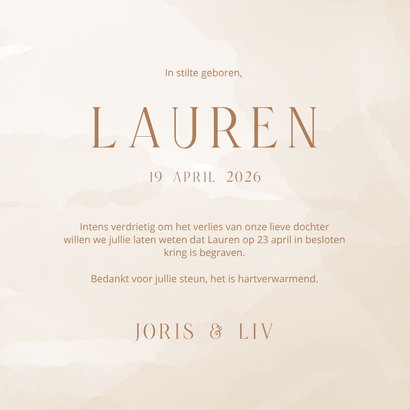 Rouwkaartje beige met vlinder 3