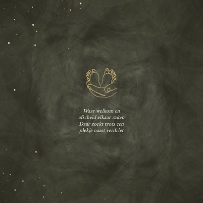 Rouwkaartje hand ouders voetjes lijntekening groen 2