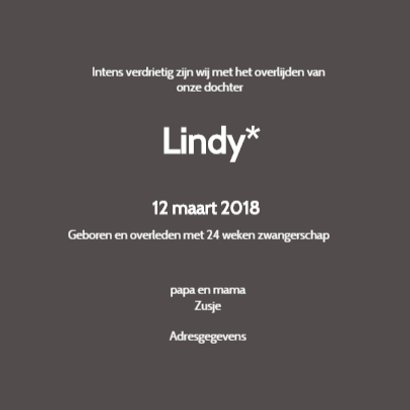 Rouwkaartje meisje op vlinder 3