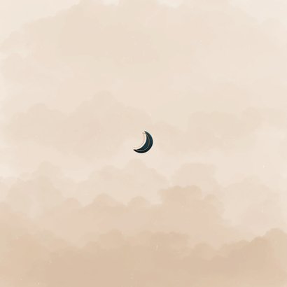 Rouwkaartje met een maan en planeetjes in beige Achterkant